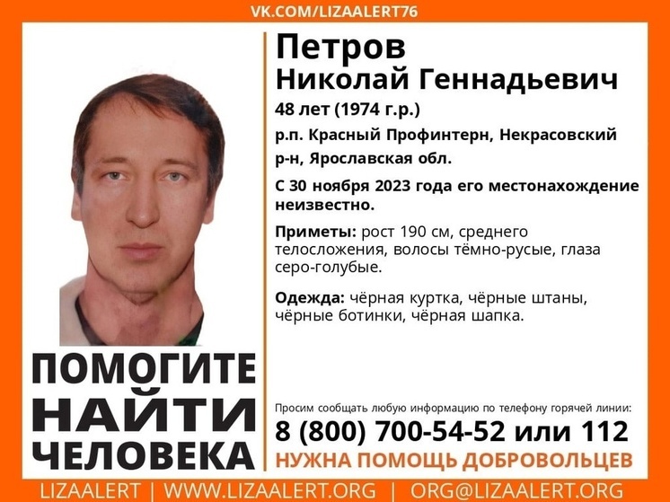 В Ярославской области вторую неделю не могут найти мужчину