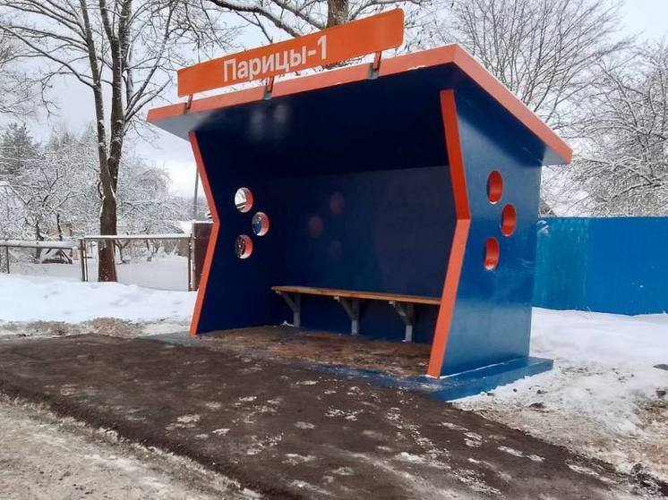 В деревне Парицы установили бетонную остановку