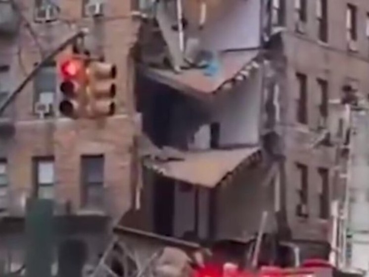 Published footage from the site of the collapse of a century-old house in the American Bronx