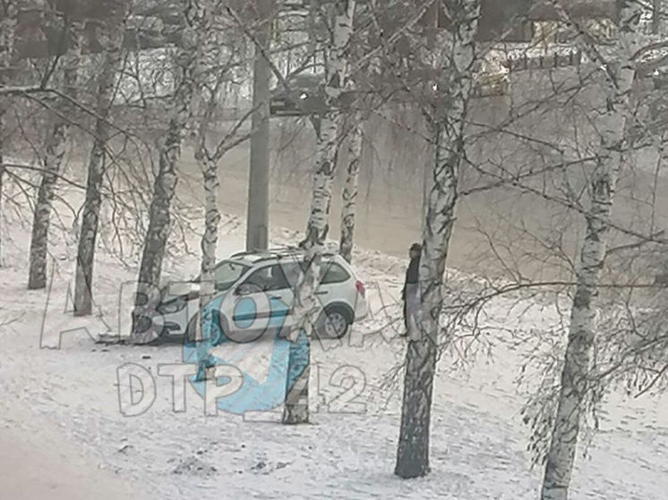 Автомобиль врезался в дерево в центре Новокузнецка