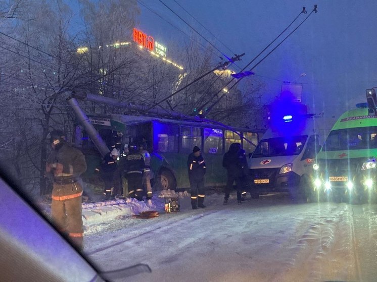 В Новосибирске четыре человека пострадали при столкновении троллейбуса со столбом