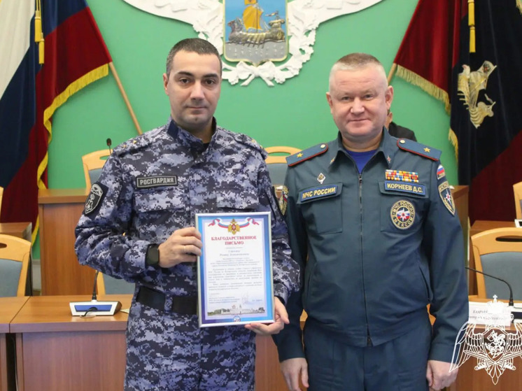 В Костромском МЧС наградили двух росгвардейцев за отвагу на пожаре