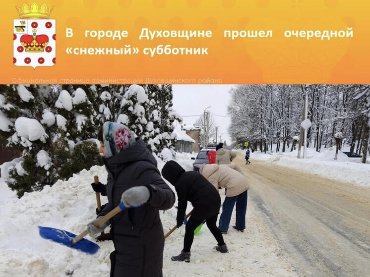 Сотрудники учреждений города Духовщины вышли на очередной "снежный" субботник