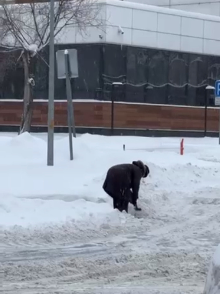 Пенсионерку из Мытищ заметили за очисткой снега совочком