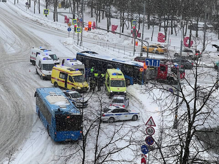 На западе Москвы автобус врезался в столб, есть пострадавшие