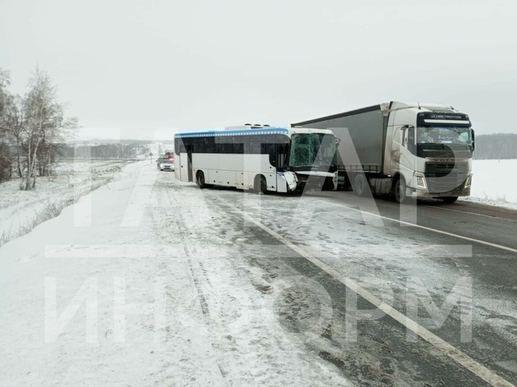 В аварию в Татарстане попали пассажирский автобус и фура