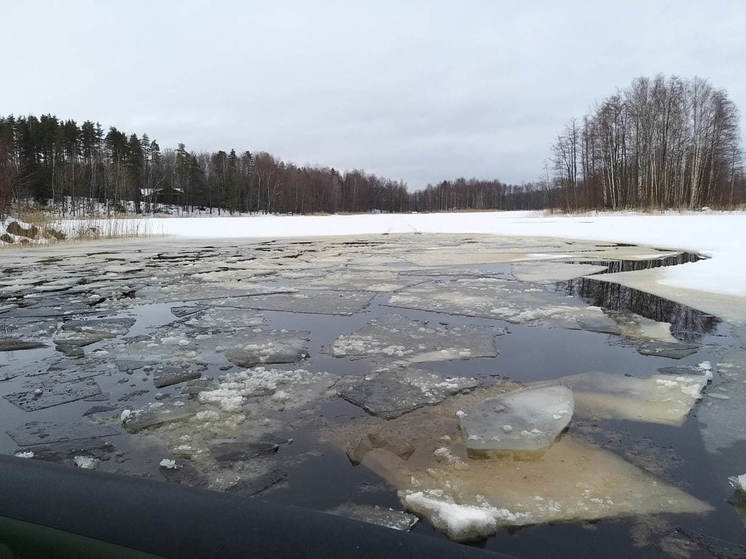 Спасатели помогли блуждающему на льдине Ладожского озера мужчине