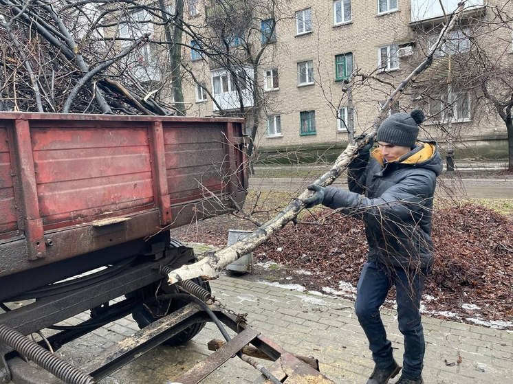 Активисты помогают коммунальщикам в уборке улиц Ясиноватой