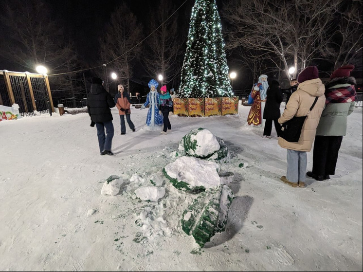 Неизвестные разрушили новогоднюю фигурку дракона в кузбасском городе