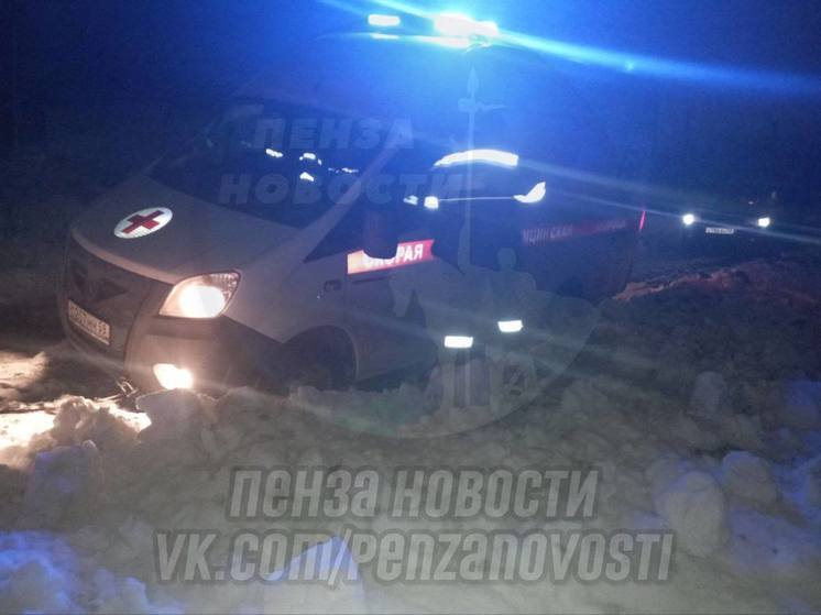 В Пензенской области машина скорой помощи застряла на разбитой дороге