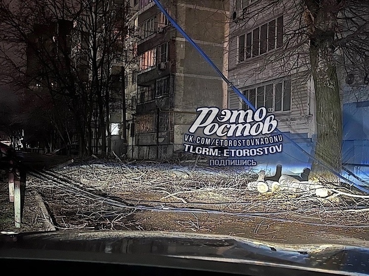 В Ростове на Туполева оборвало столб с проводам линий электропередач