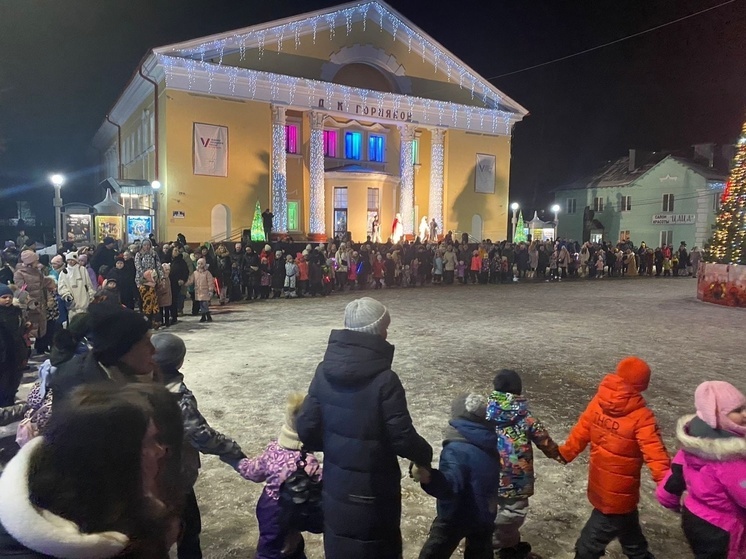 Огни на новогодней елке зажгли на центральной площади в Сланцах