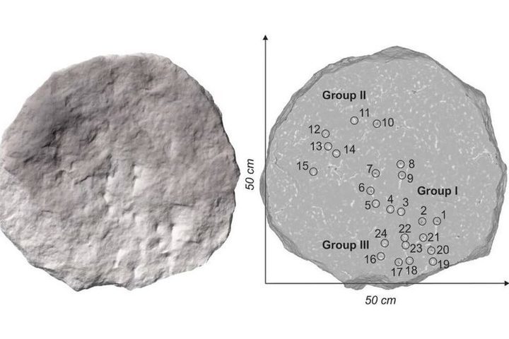 Stone map of the starry sky with an unknown supernova found in Italy