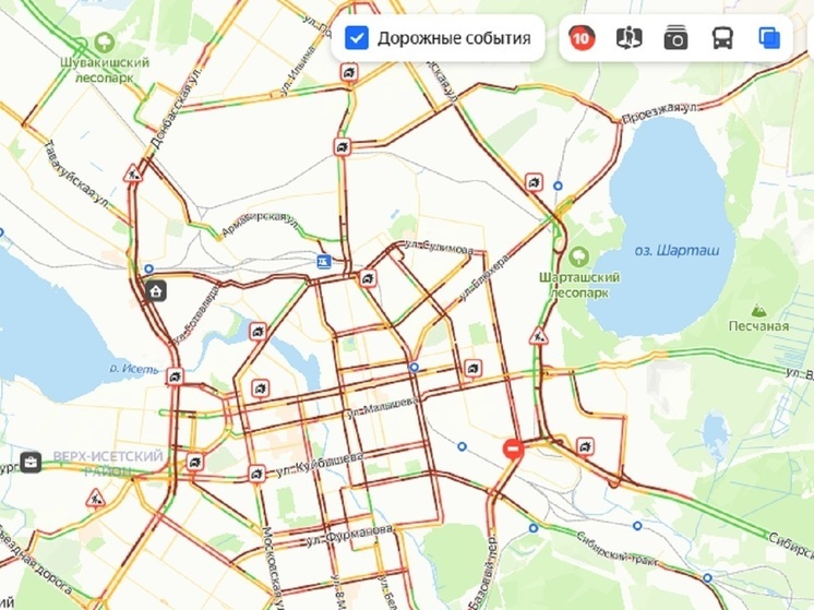 10-балльные пробки зафиксированы в Екатеринбурге