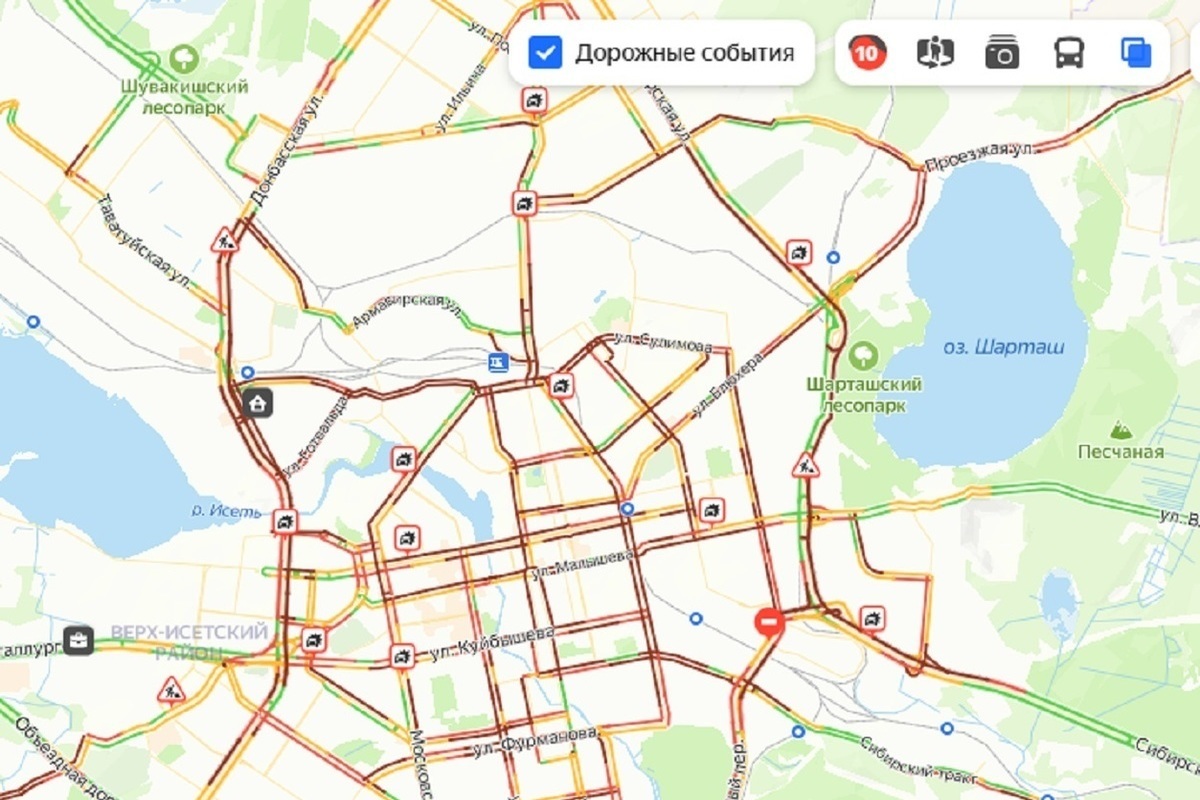 10-балльные пробки зафиксированы в Екатеринбурге - МК Екатеринбург