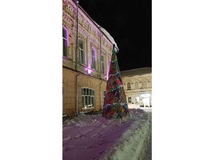 В Пошехонье рукодельницы связали для города новогоднюю елку