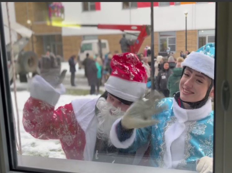 Деды Морозы десантировались на крышу детской больницы в Подольске