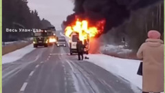 В Бурятии загорелся маршрутный автобус