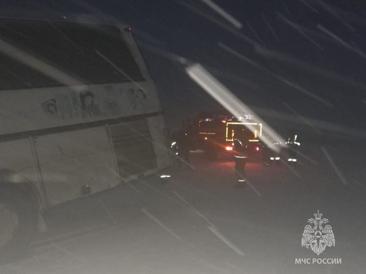 В Алтайском крае спасатели под Новый год вытащили автобус, съехавший с трассы