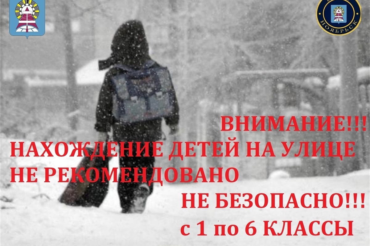 Школьников Ноябрьска призвали не гулять по улицам из-за мороза