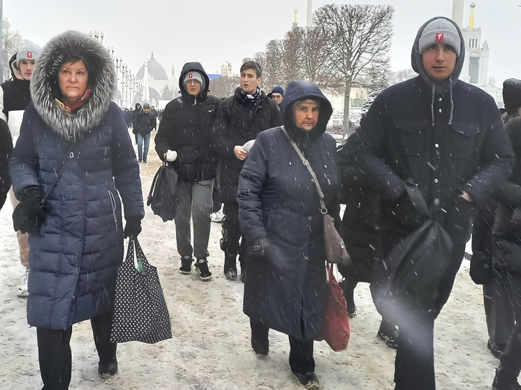 В российской столице потеплело и пошел снег