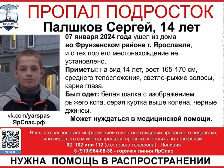 В Ярославле пропал 14-летний подросток