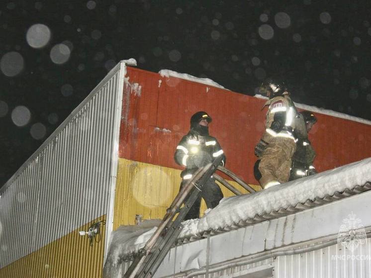 5 грузовиков и легковушку вытащили спасатели из горящего ангара в Муравленко