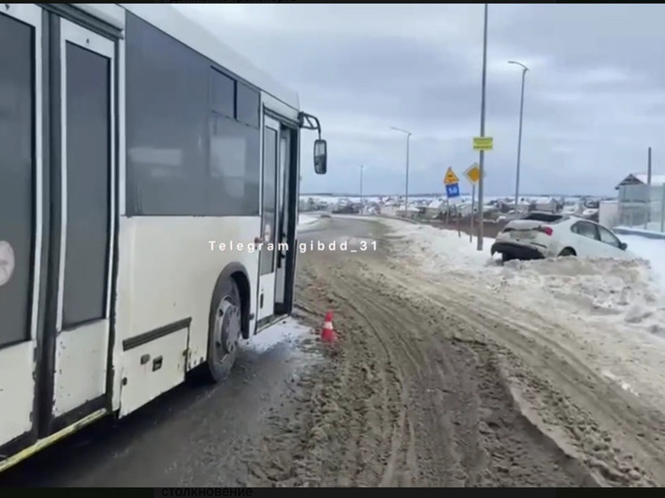 В городе Губкин иномарка столкнулась с автобусом