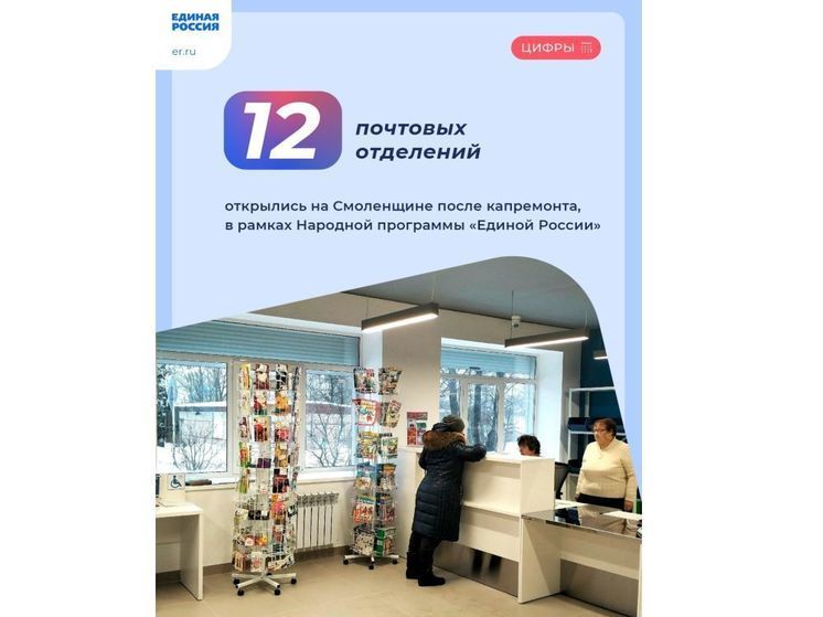 Ещё 12 почтовых отделений на Смоленщине капитально отремонтировали