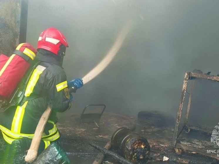 В Смоленске на Петра Алексеева сгорел гараж
