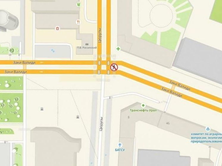 На уфимском перекрестке ввели П-образное движение для пешеходов