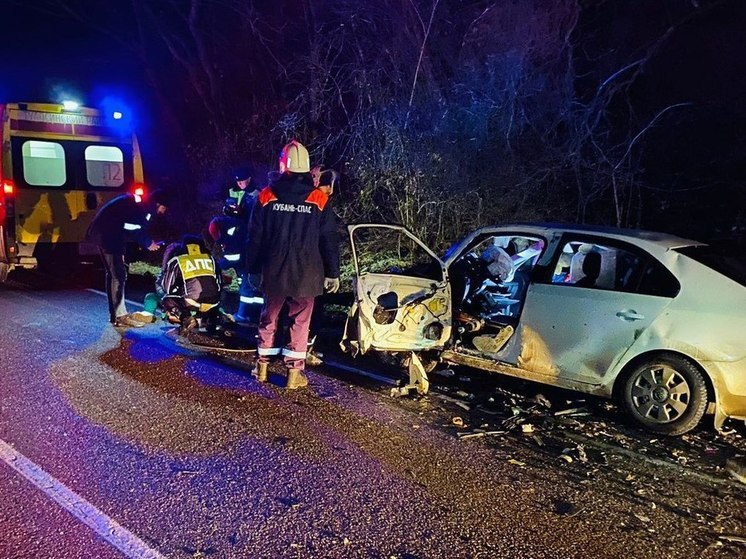 В Туапсинском районе спасатели помогли троим людям, пострадавшим в аварии