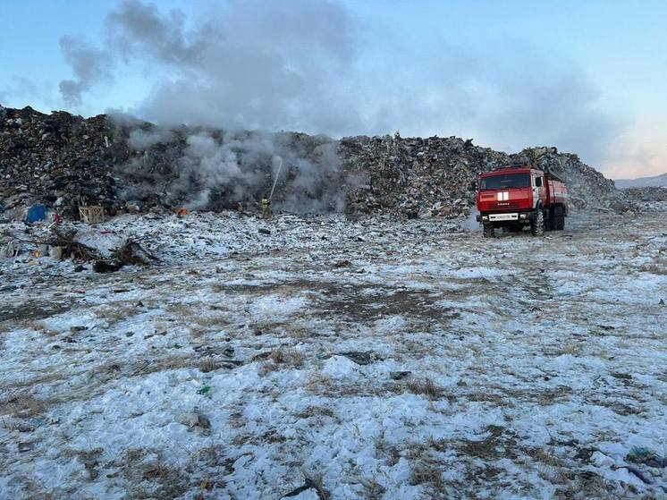 Пожар произошел на мусорном полигоне в Чите утром 19 января