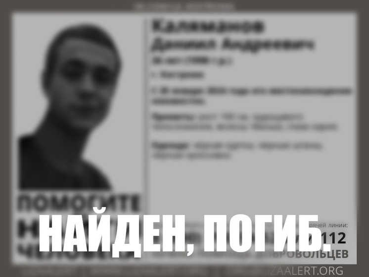 Печальная новость: пропавшего в субботу костромича нашли мертвым