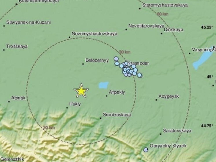 Землетрясение произошло на Кубани
