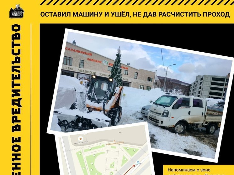 В Сахалинском зооботпарке автохам заблокировал расчистку снега