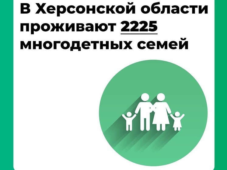 В Херсонской области проживает 2225 многодетных семей
