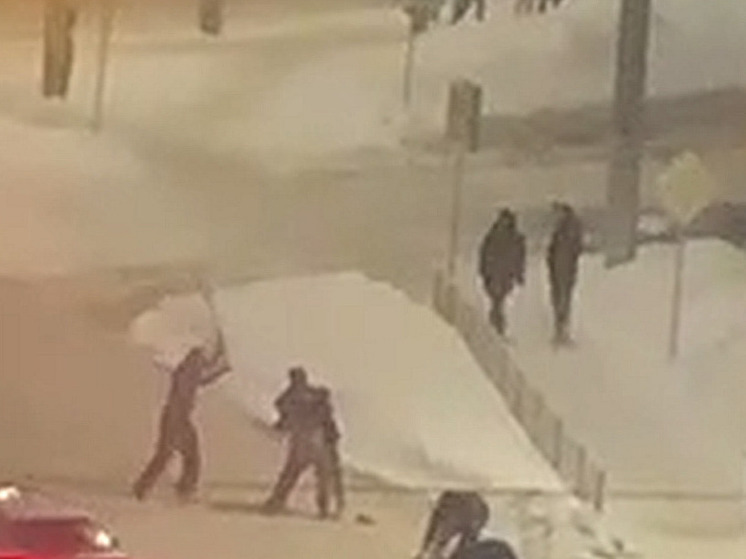 Жители Нижнего Новгорода устроили драку с использованием лопаты прямо на дороге
