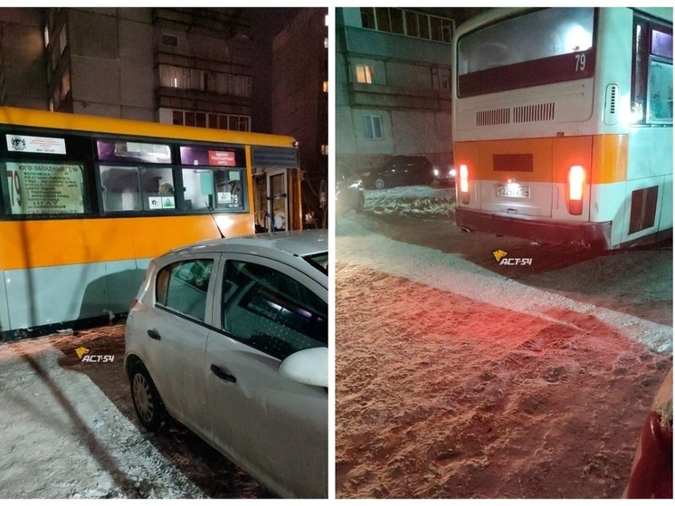 Автобус №79 провез пассажиров по дворам на Бориса Богаткого в Новосибирске