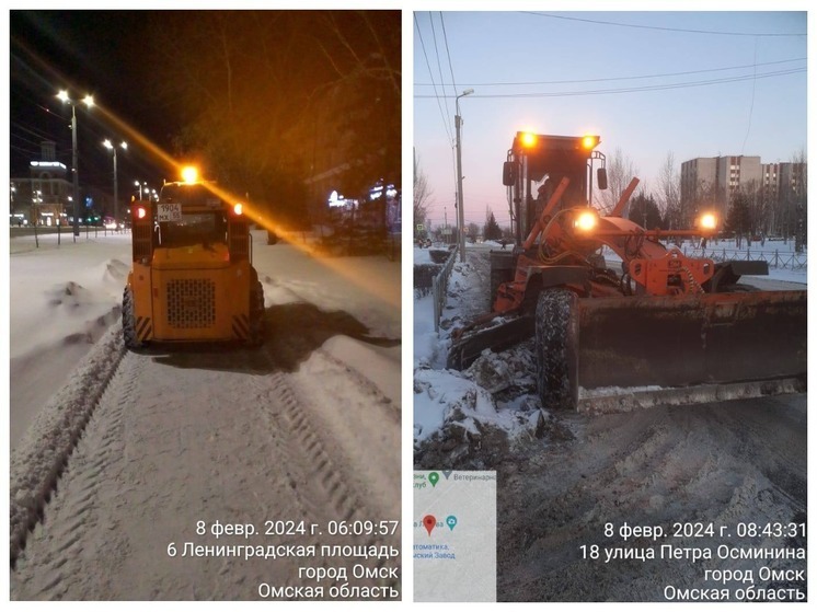 На уборку омских тротуаров после снегопада вышла дополнительная техника