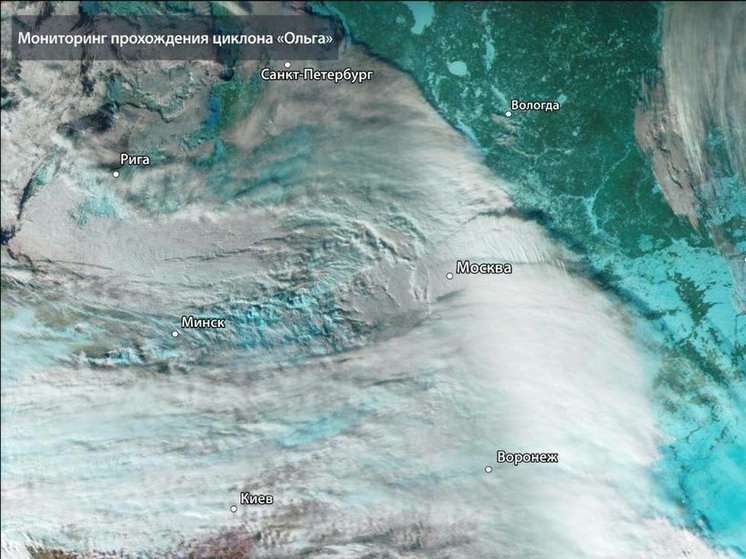 Снимок пришедшего в Калининград циклона «Ольга» опубликовал «Роскосмос»
