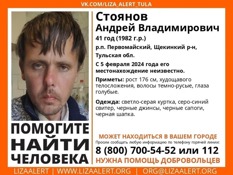 В Тульской области 5 дней пытаются найти Андрея Стоянова