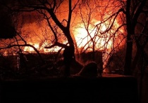 Самовольная постройка сгорела в понедельник утром в районе парка "Сокольники", на Большой Оленьей улице