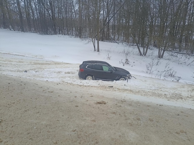 Из-за гололёда в Орловской области автомобилист попал в ДТП