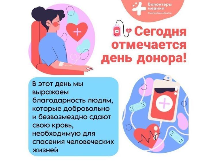 Волонтеры-медики поздравили смолян с Днем донора
