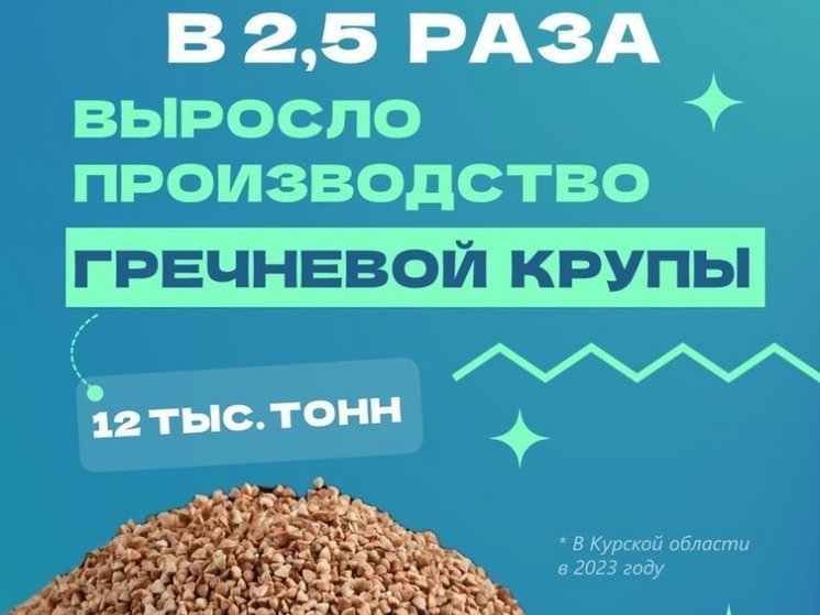 В Курской области в 2023 году производство гречки увеличилось в 2,5 раза