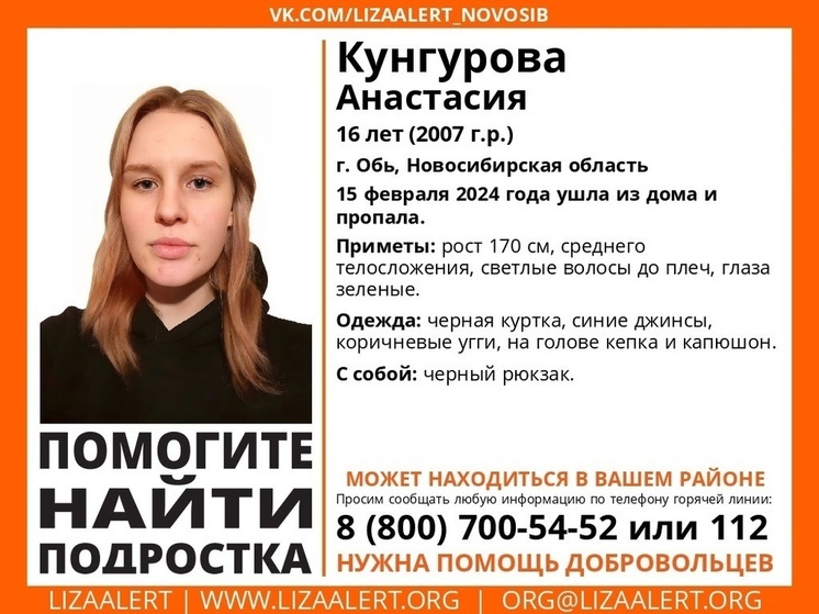 Под Новосибирском разыскивают пропавшую по дороге в школу старшеклассницу