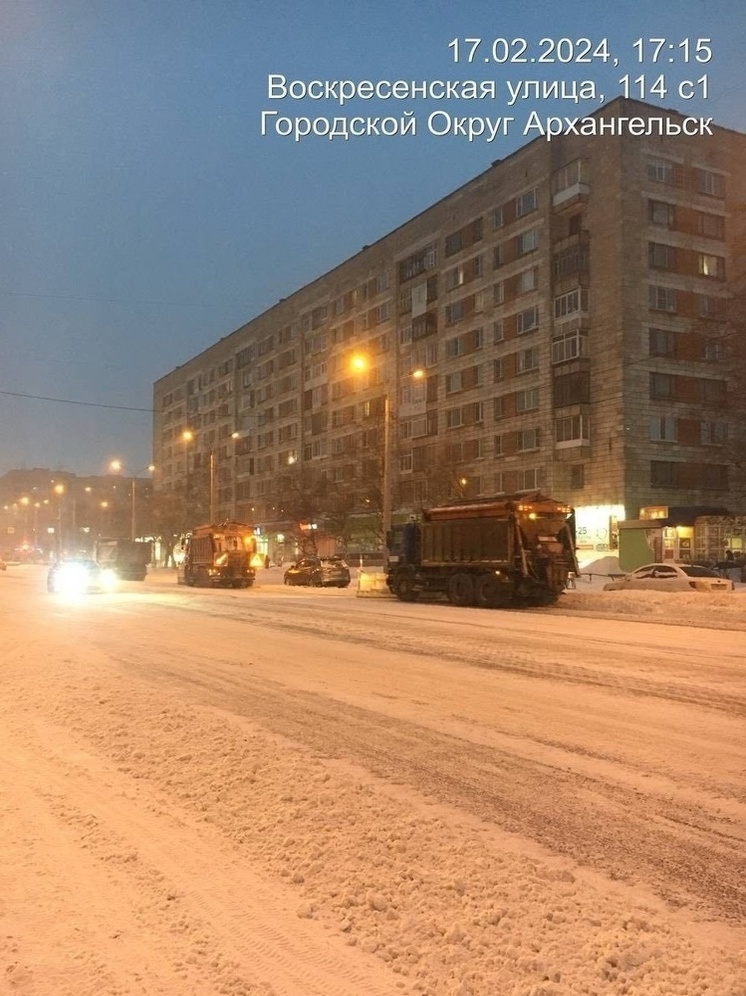 Спецслужбы Архангельска борются со снегопадом