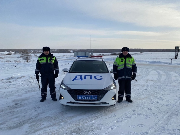 Сотрудники полиции помогли попавшей в ДТП на трассе женщине в Новосибирской области
