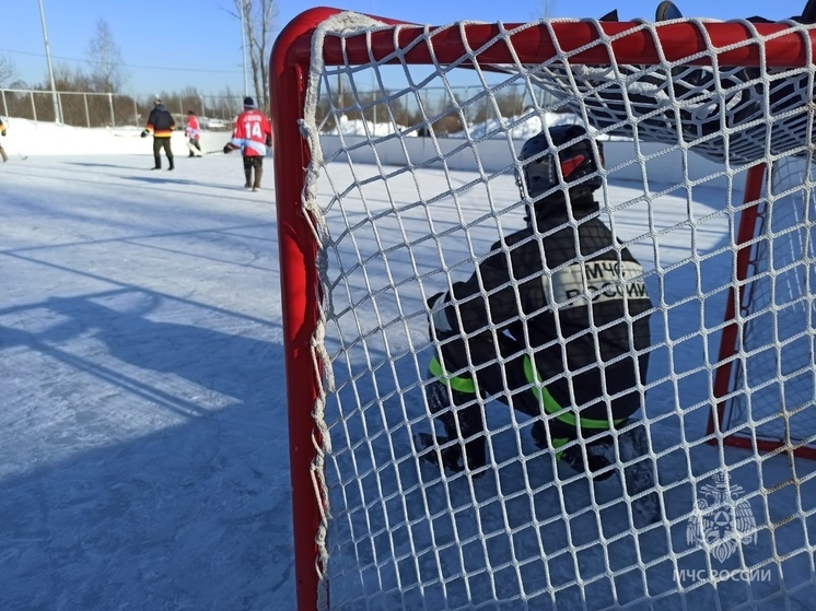 В Крестцах прошел турнир по хоккею на валенках среди силовиков и спасателей